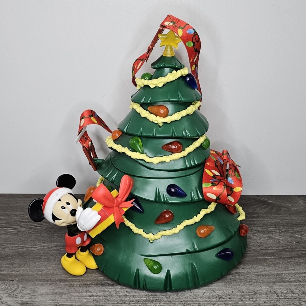 Disney Parks Light-Up Christmas Tree Popcorn Bucket w/ Mickey
